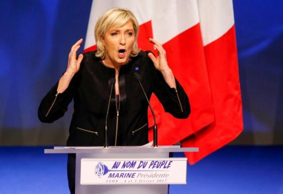 Marine Le Pen, FN political party leader and candidate for the French 2017 presidential election, attends the 2-day FN political rally to launch the presidential campaign in Lyon